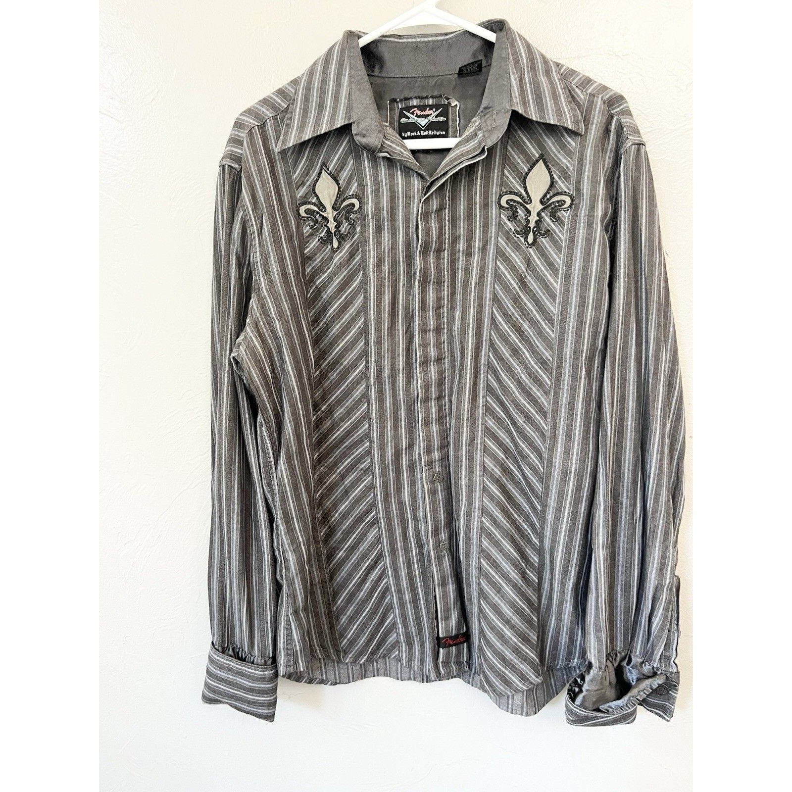 Fender M Medium Rock & Roll Religion Black Pearl Snap Long Sleeve Shirt Men’s — image 2 of 8